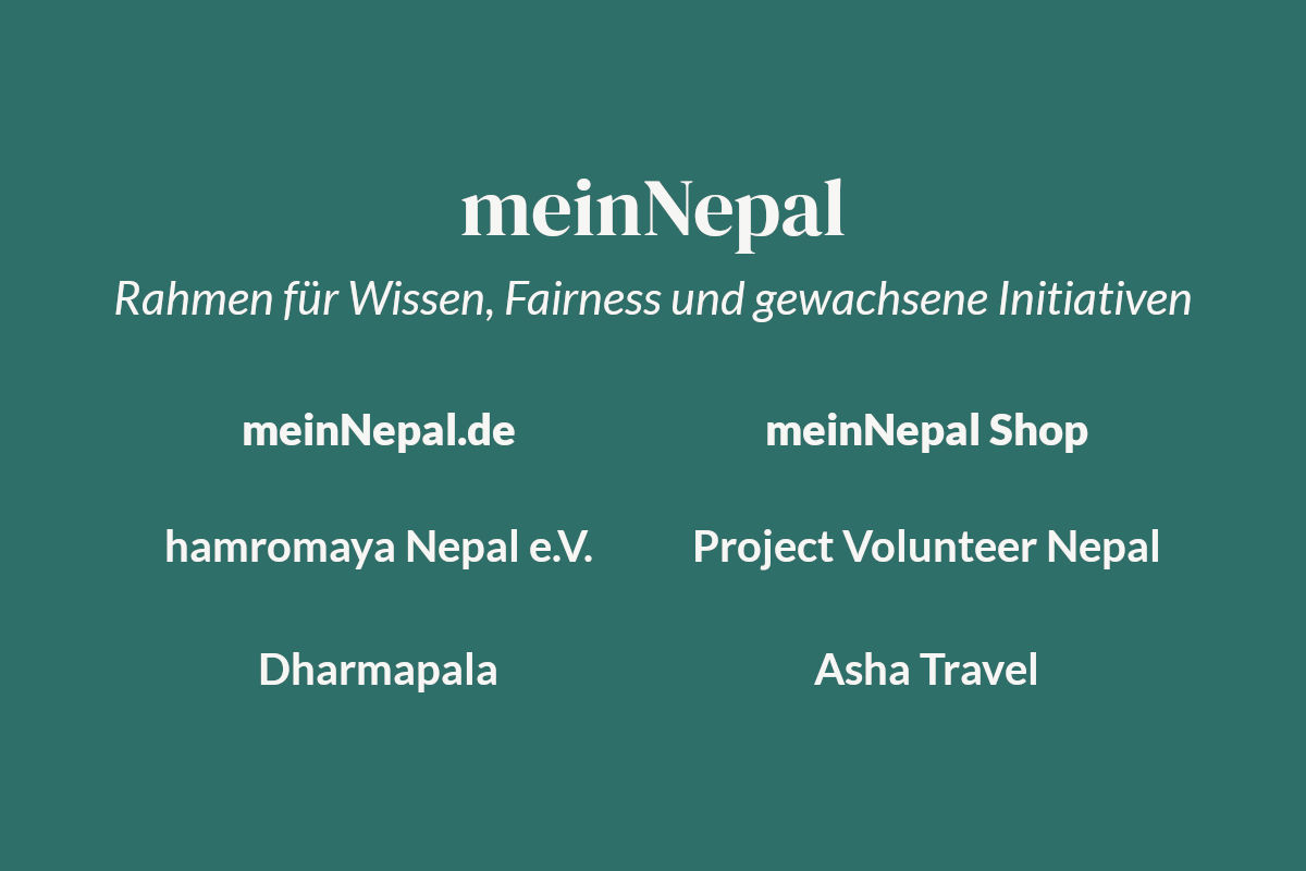 Grafische Übersicht der meinNepal-Struktur mit Shop, Verein und Partnerprojekten