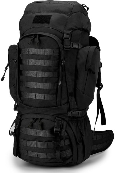 Schwarzer 60 Liter Reiserucksack für Backpacking und Reisen